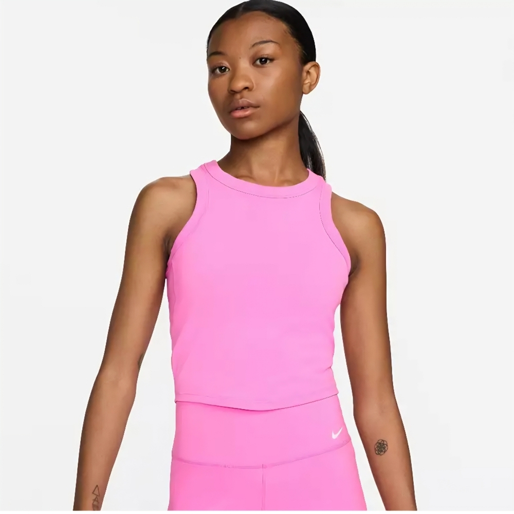 Nike One Fitted Dri-Fit Cropped Tank Top In Playful Pink, NWT